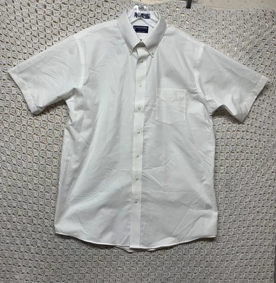 Camisa de vestir Stafford Oxford para hombre 16,5 blanca calce regular manga corta abotonada Foto 1 de 4