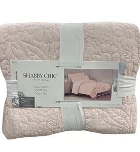 Shabby Chic Light Pink Full/Queen Cotton Quilt Set 88”x92” - Picture 1 of 5