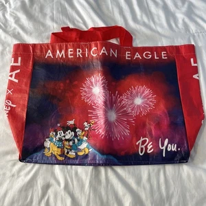 Disney American Eagle Collaboration Einkaufstasche Tasche Rot Feuerwerk Mickey Minnie - Bild 1 von 16