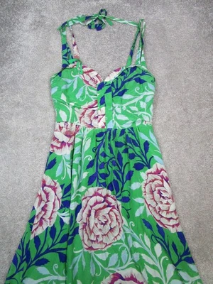 Vestido Moulinette Soeurs Mujer 6 Verde Azul Rojo Floral Halter Seda Blusa * Foto 1 de 4