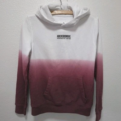 Sudadera con Capucha Abercrombie Niños Color Desteñido Rojo/Blanco Pullover Talla 13-14 Foto 1 de 4