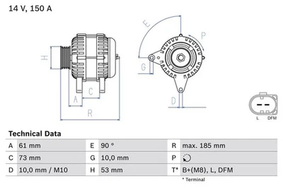 Alternator Bosch for BMW 3 (E46) 318 d 0 986 048 921 - Image 1 of 3