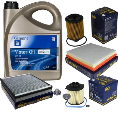 GM, SCT-GERMANY Paquete de inspección 5L aceite de motor GM 5W-30 para Opel Zafira Tourer C 2.0 CDTi Astra