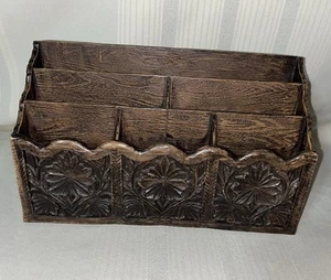 Lerner Desk Organizer Mail Sorter Faux Wood Brown Plastic Vintage 1960/70s MCM - Picture 1 of 5