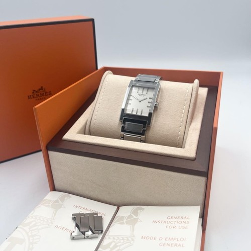 Orologio uomo Hermès Tandem TA1.710 quarzo quadrante bianco SS con scatola e documenti