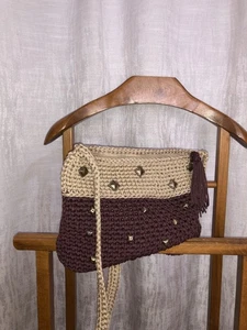 Borsa crochet con tracolla uncinetto fatta a mano beige marrone - Foto 1 di 13