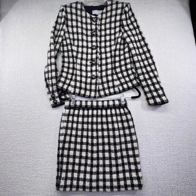 St. John Collection Knit Skirt Suit Women's Size 8 Black White Career - Image 1 of 4