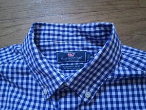 Vineyard Vines Classoc Fit Shirt Blue Check Button Down Mens Medium - Picture 1 of 7