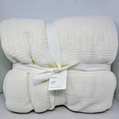 Pottery Barn Arden White Throw Blanket 88"x96" NEW - Image 1 of 2