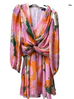 Vestido Alex Marie de Gasa con Niveles para Mujer 14 Multi Floral Anudado Frontal Trasero Cremallera Foto 1 de 4