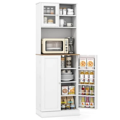 Kitchen Pantry Cabinet w/Microwave Shelf 8 Door Shelves & 5 Adjustable Shelves - Image 1 of 4
