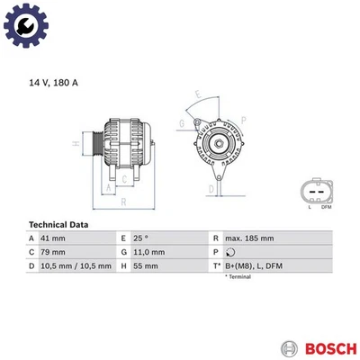 ALTERNATOR 0 986 083 940 FOR FIAT DUCATO/Platform/Chassis/Van/Bus 2.3L 4cyl - Image 1 of 4