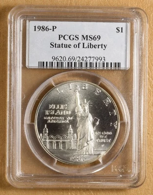 1986 P Statue of Liberty Commemorative Silver Dollar PCGS MS69 - Image 1 of 2