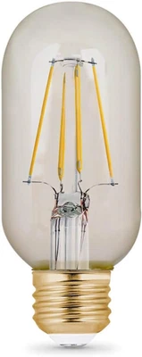 Vintage Exposed Filament Amber Glass LED T14 with a Medium E26 Base Light Bulb - - Image 1 of 4