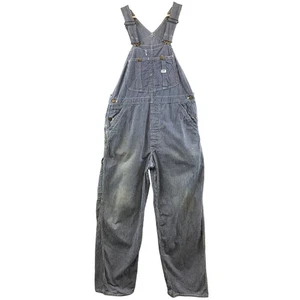 Vintage 70s Lee Overalls Mens Waist 36 Hickory Stripe Bibs Sanforized - Picture 1 of 12