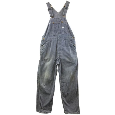 Vintage 70s Lee Overalls Mens Waist 36 Hickory Stripe Bibs Sanforized - Image 1 of 4