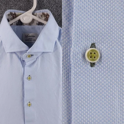 Stenstroms 16 Cotton Twofold Super Slimline Blue Button Up Men Shirt Long Sleeve - Image 1 of 4