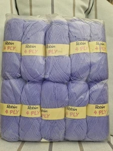 10 x 100g Robin 4ply Lavender Lilac - Picture 1 of 4