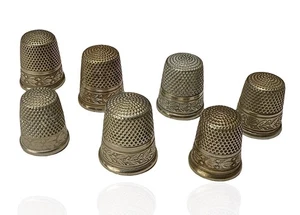 Lot of 7 Vintage Sterling Silver Simons Brothers SBC Sewing Thimbles Engraved - Picture 1 of 3