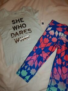 NWT Gap Fit Active Girls 6-7 Shirt and Dri pants Outfit Exercise Walking Yoga Ou