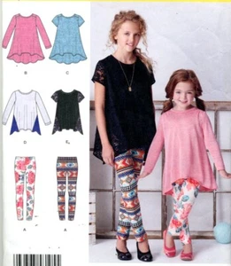 Cut Sewing Pattern Girls Jersey Knit Pullover Tunic Top Pullon Leggings Size 3-6 - Picture 1 of 2