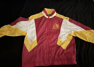 Vintage 90s USC Trojans Champion Windbreaker Jacket Medium Black Red Full Zip - Image 1 of 4