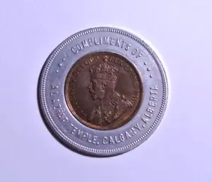 Rare 1920 Encased 1916 Canada Large Cent, Al Azhar Temple, Calgary, Alberta - Picture 1 of 2