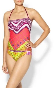 Tankini top Trina Turk Seychelles Papaya nuovo con etichette $180 taglia 8 con fondo hipster - Foto 1 di 4