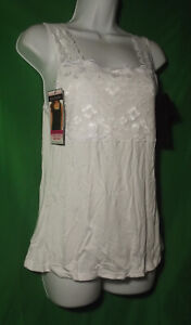 NEW DAISY FUENTES DF8146A WHITE MICROFBER LACE TOP CAMISOLE M