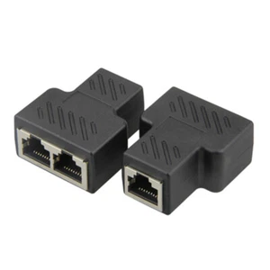1 To 2 Ways RJ45 LAN Ethernet Network Cable Female Splitter Connector Adapter JI - Afbeelding 1 van 12