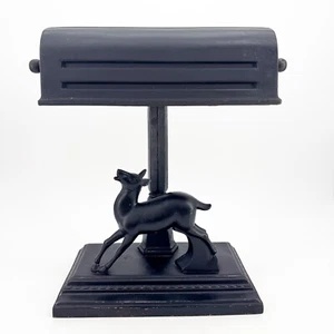 Vtg Signed FRANKART Antique Figural DEER Desk Banker's Lamp Art Deco Black Metal - Picture 1 of 23