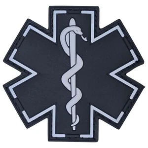 EMS STAR OF LIFE PARAMEDIC EMT BLACK OPS GRAY 3D PVC TACTICAL HOOK PATCH 2.5" - Picture 1 of 2