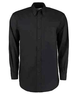 Kustom Kit KK105 Hombres Negro Oxford Camisa Manga Larga Pequeño 14.5" Cuello - Imagen 1 de 3
