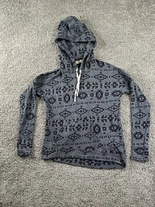 Hollister Hoodie Womens XS/S Gray Black Aztec Southwestern Pullover Ladies FLAW - Picture 1 of 11