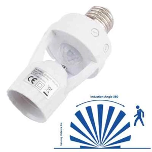 360Degrees E27 Socket Converter With PIR Motion Sensor LED Lamp Base AC100-240V - Picture 1 of 9
