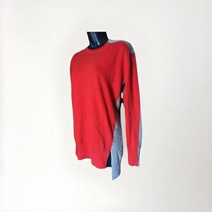 Maglione Vintage J Crew Cashmere Girocollo Oversize Rosso e Grigio Blocco Colore 2 Toni - Foto 1 di 13