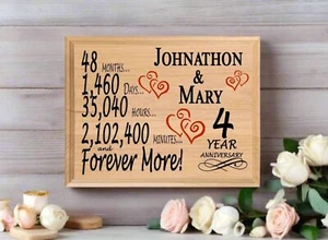 Personalized 4th Anniversary Gift โ Custom Wood Keepsake for Husband, Wife, or C - Picture 1 of 14