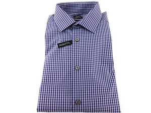 Camisa de Vestir Awearness Kenneth Cole Cuadros Ciruela Calce Extremo Ajustado Talla 15 34/35 - Imagen 1 de 1