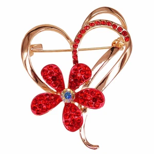 RORO Heart Brooch, Rose Gold Plated and Swarovski Crystals - Picture 1 of 1