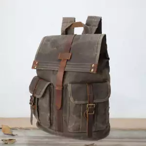 Zaino da viaggio uomo in tela cerata ad olio vintage - Foto 1 di 8