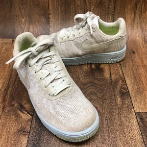 Nike Air Force 1 AF1 Crater Flyknit Youth Sneakers Size 4.5Y White Dust Shoes - Picture 1 of 9