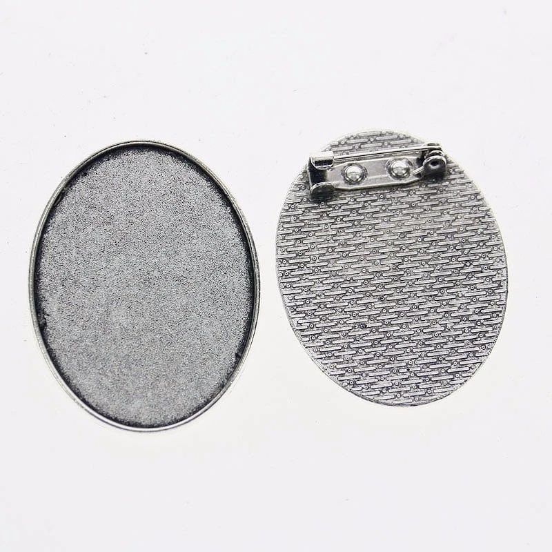 4pcs Tibetan Silver Color Oval 40x 30mm Cabochon Settings Brooch Design XA0116 - Image 1 of 1