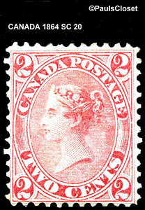 CANADA 1864 SC 20 QUEEN VICTORIA ROSE 2¢ MINT HINGE REMNANT ORIGINAL GUM FINE