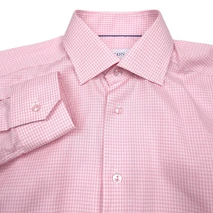 $270 Eton Slim Fit Pink Check Dress Shirt Mens Size Medium - 15.5 (39) - Picture 1 of 8