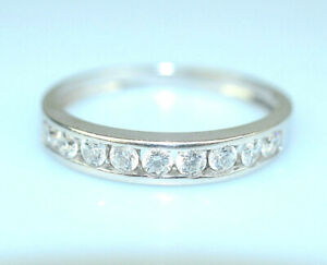 10K WHITE GOLD CHANNEL SET CZ WEDDING BAND OR STACKING RING SIZE 10.25