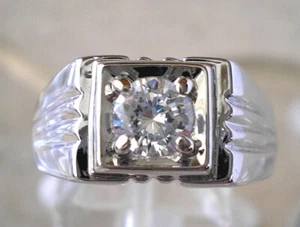 18KGP Solitaire CZ Wedding/Engagement Ring for Men - Picture 1 of 2
