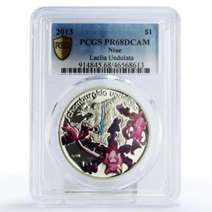 Niue 1 dollar Flowers Orchids Laelia Undulata Flora PR68 PCGS silver coin 2013 - Picture 1 of 4