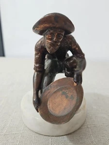 Vintage Jeep Willys Gold Miner W/ Pan Hood Ornament 49'er Heavy Marble Base - Picture 1 of 15