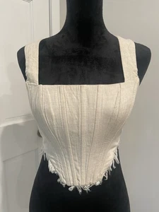 Corsé de lino Staud acabado crudo estilo lencería bustier top 4 - Imagen 1 de 9