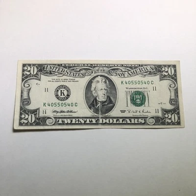 1995 $20 Dollar Bill Currency Dallas Texas K40550540C Federal Reserve - Image 1 of 4